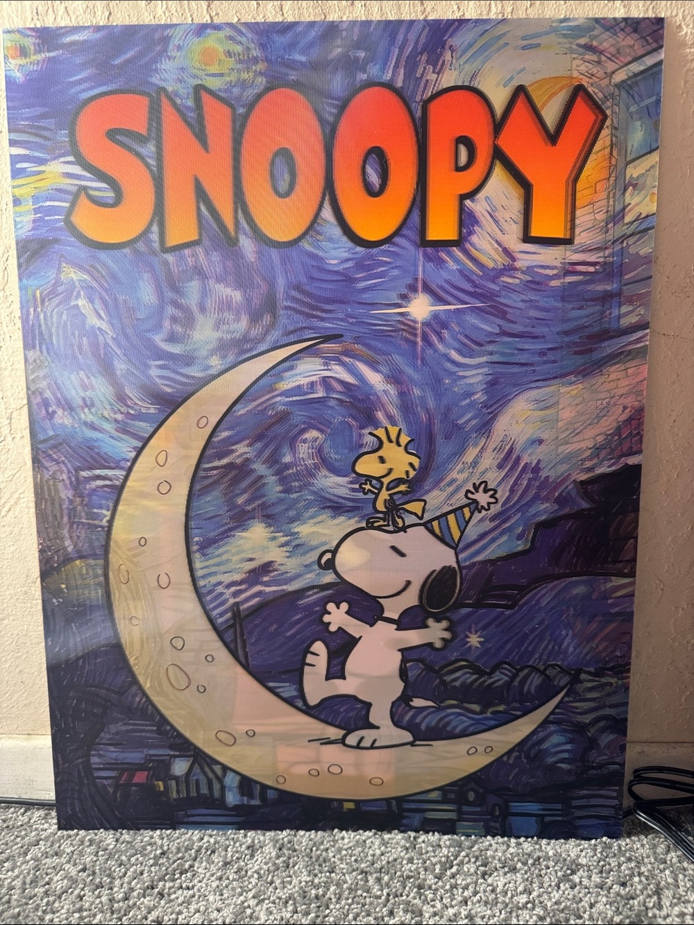 Snoopy Starry Night Inspo Holographic 3D Poster Wall Art